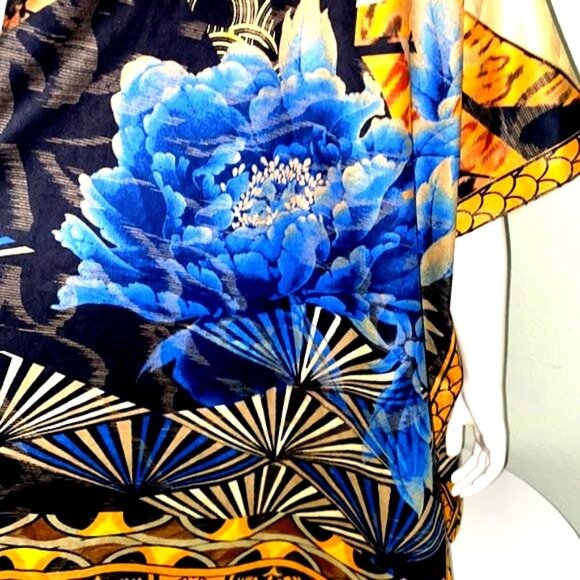 Chicos Abstract Bold Floral Animal Print Festival Wrap Open Cardigan Artistic OS - Picture 3 of 12